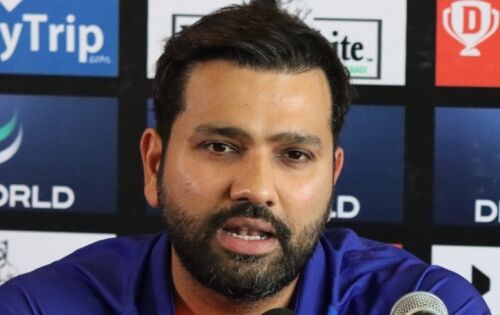 Rohit Sharma suffers forearm injury, seen moving around with an icepack Image